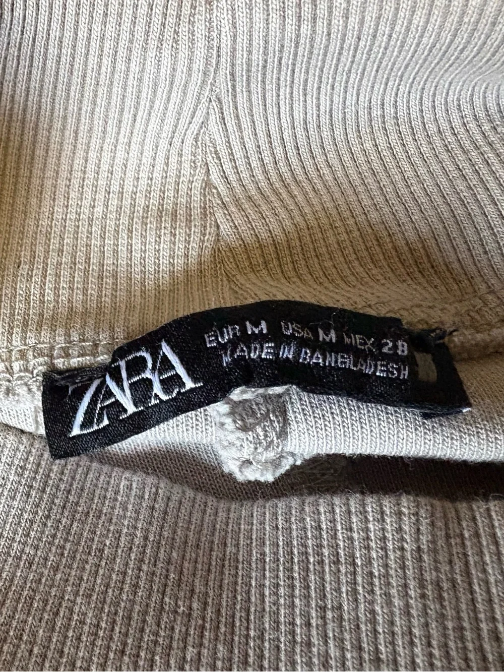 Zara Ribbed Crewneck Dress in Light Beige